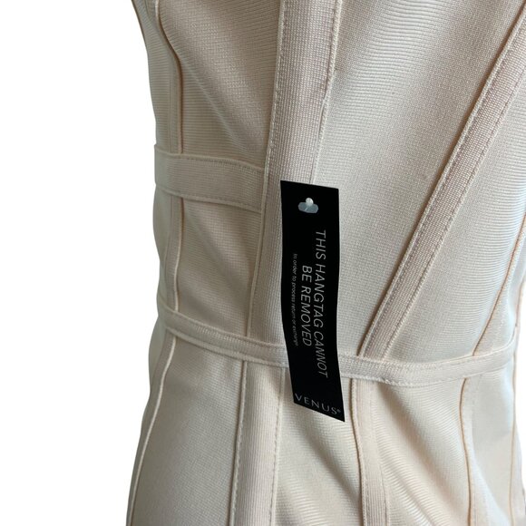 Venus Womens Blush Pink Bandage Midi Dress Sleeveless Ruffle Mermaid Hem Sz S - Picture 6 of 9